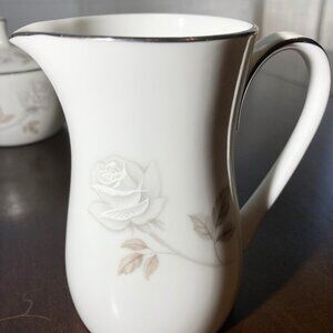 Vintage Noritake ROSA Creamer #6216 White and Gray Roses